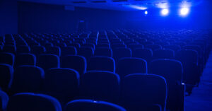 Rows of movie theatre seats