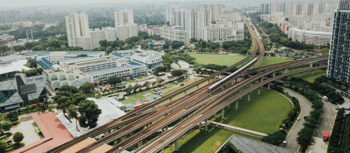 highways and city scape with greenery all around