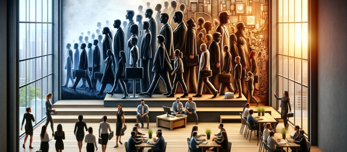 the concept of Unconscious Bias in a workplace setting, designed to provoke thought on this subtle and often unnoticed issue.